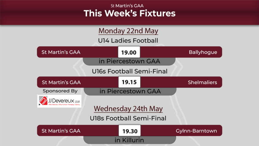Fixtures of the Week of 22nd – 28th May 2023