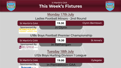 Fixtures for the Week 17th – 23rd July